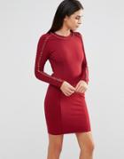 Forever Unique Etta Long Sleeve Bodycon Dress With Chain Detail - Red