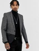 Twisted Tailor Super Skinny Blazer In Metallic Dogstooth - Gray