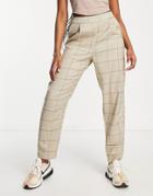Vila High Waisted Tailored Pants In Brown Check