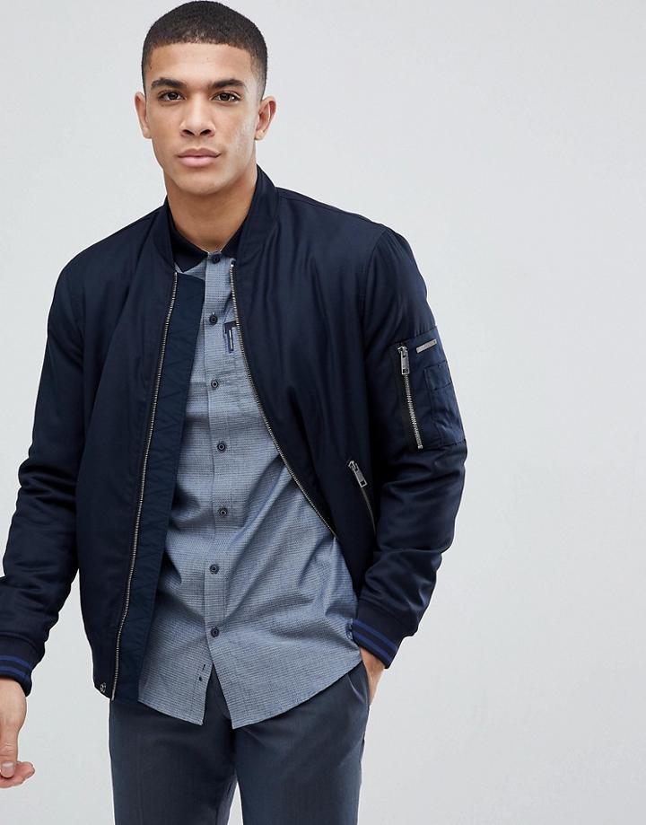 Armani Exchange Bomber Jacket In Navy - Navy