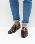 Asos Loafers In Brown Faux Leather With Snaffle Detail - Brown