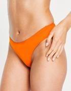 Monki Polyester Blend Cheeky Bikini In Orange - Orange