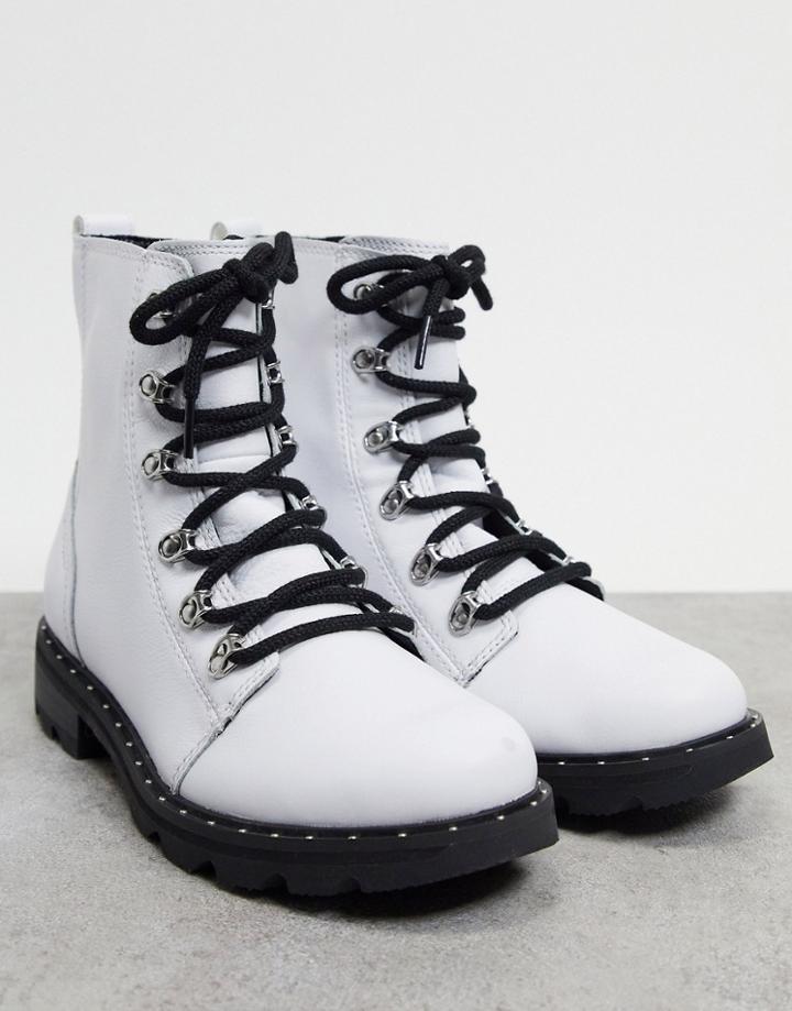 Sorel Lennox Lace Flat Ankle Boot In White