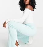 Stradivarius Knit Flare Pants In Duck Egg Blue - Part Of A Set