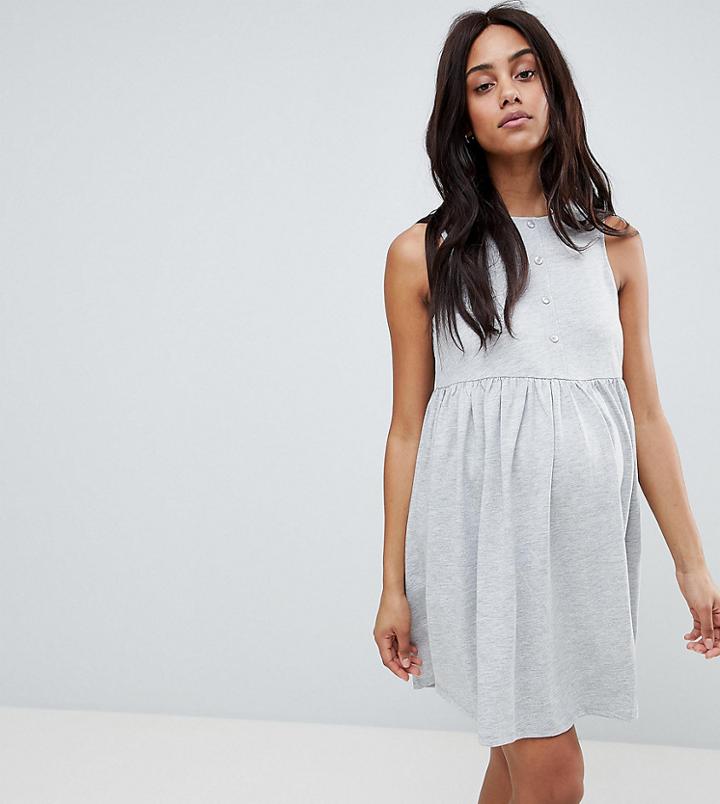 Asos Design Maternity Sleeveless Button Smock Dress - Gray