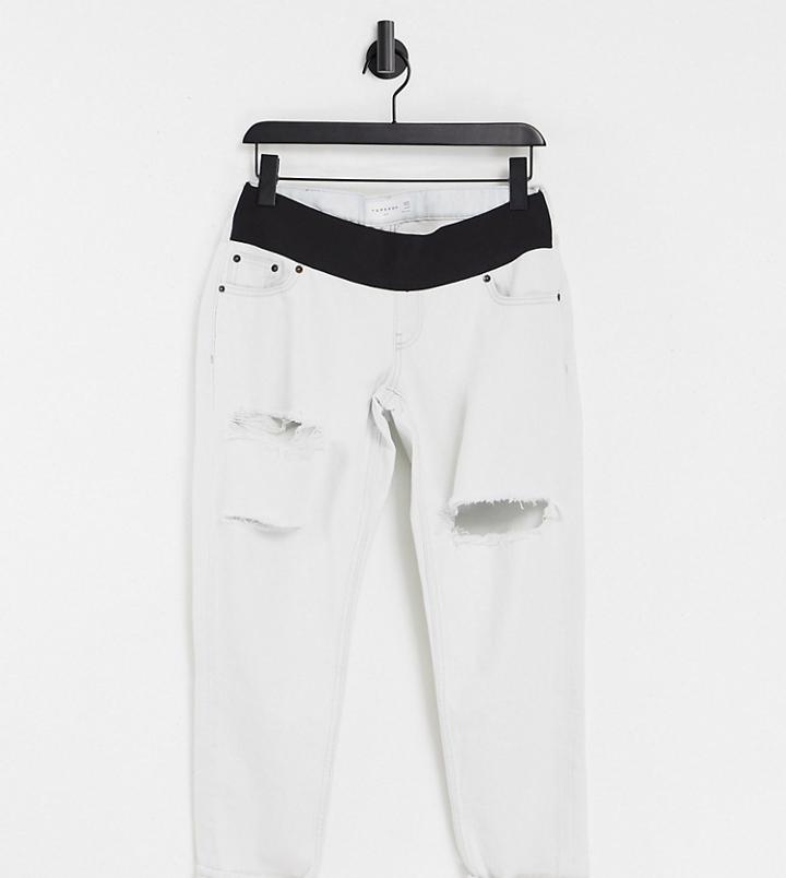 Topshop Maternity Under Bump Mom Jeans In Bleach Wash-blues