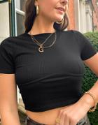 Asos Design Slim Fit Crop T-shirt With Corset Bust Seam In Black