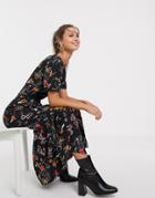 Vero Moda Floral Button Through Maxi Dress-multi