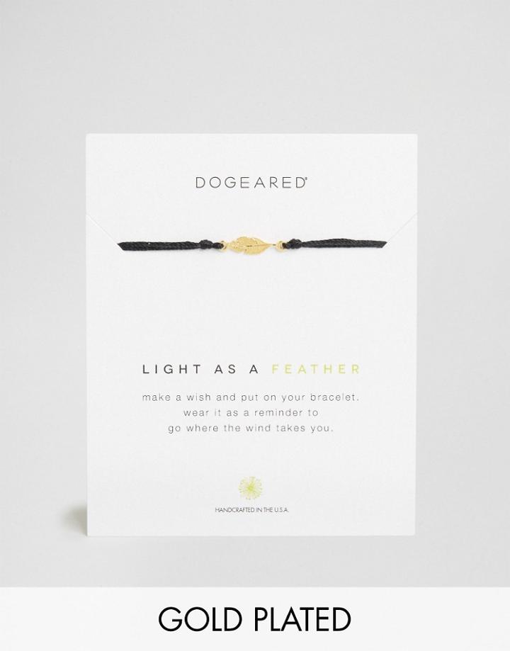 Dogeared Gold Plated Light As A Feather Black Silk Adjustable Wish Bracelet - Gold