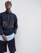 Parlez 1/4 Zip Sweat With Embroidered Multi Color Chest Logo In Navy - Navy