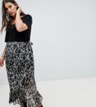Religion Plus Wrap Maxi Skirt In Leopard - Gray