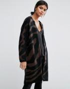 Selected Femme Knit Cardigan In Zebra Print - Brown
