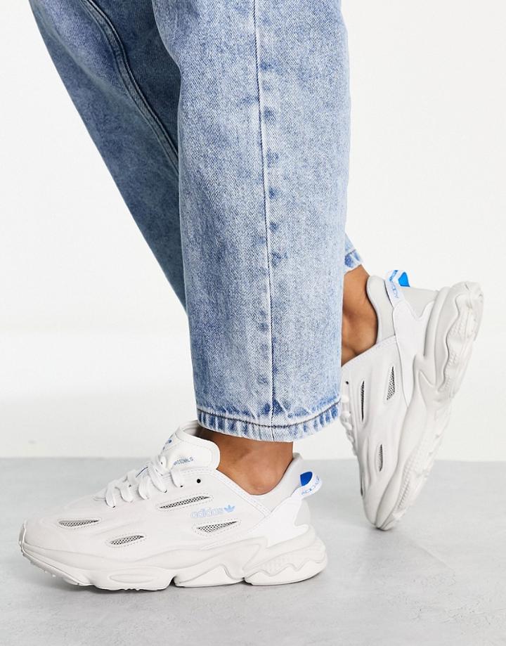 Adidas Originals Ozweego Celox Sneakers In White With Blue Detail
