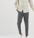 Asos Design Tall Tapered Smart Pants In Gray Check - Gray