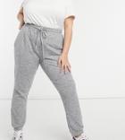 Asos Design Curve Supersoft Slim Leg Sweatpants In Gray Marl-grey