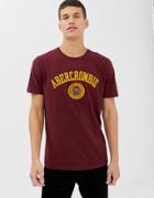 Abercrombie & Fitch Chest Applique Logo T-shirt In Burgundy-red