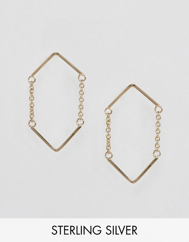 Asos Gold Plated Sterling Silver Open Triangle Chain Earrings - Gold