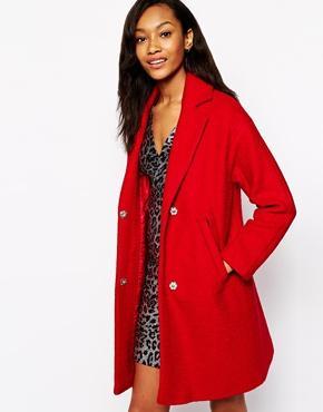 Warehouse Boucle Coat - Red