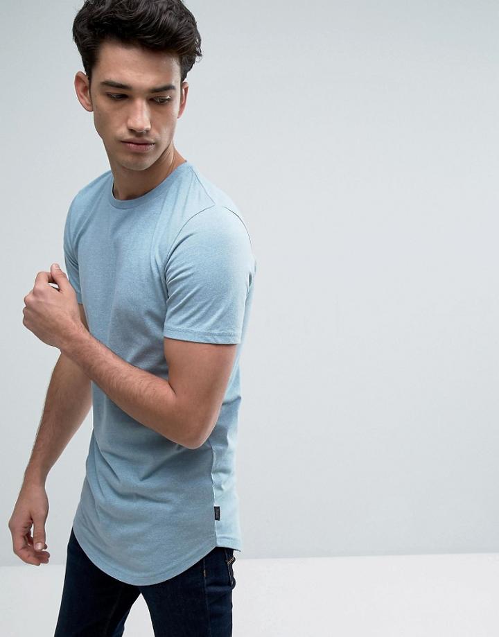 Jack & Jones Originals Longline T-shirt With Curved Hem - Blue