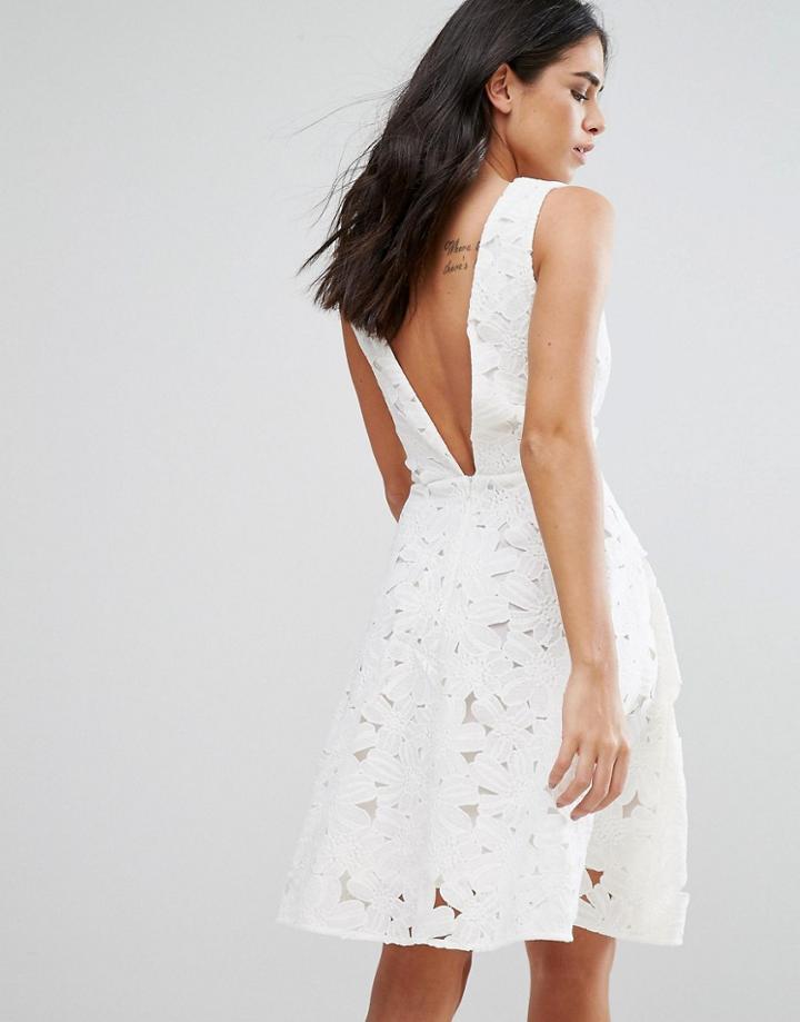 Liquorish Lace Sun Dress - Cream