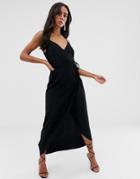 Asos Design Cami Wrap Maxi Dress-black