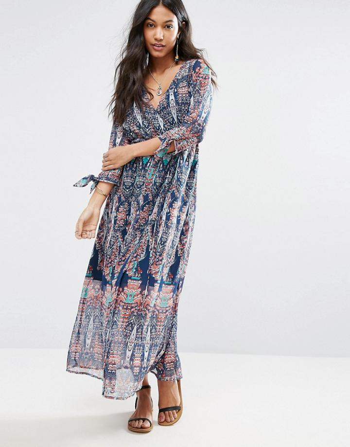 Anmol Sheer Longline Printed Beach Kimono - Multi