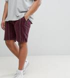 Asos Design Plus Slim Shorts With Elasticated Waist In Abstract Design - Navy