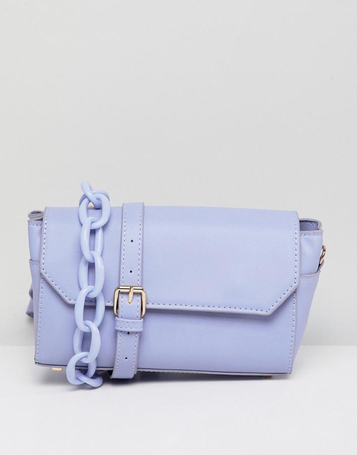 Asos Design Bowler Bag With Statement Strap-purple