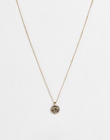 Topshop Taurus Crystal Pendant Necklace In Gold
