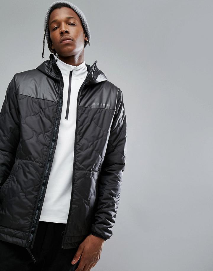 Armada Gremiln Quilted Puffer Jacket Hooded In Black - Black