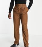 Gianni Feraud Tall Pleated Wide Leg Elasticated Pants-brown