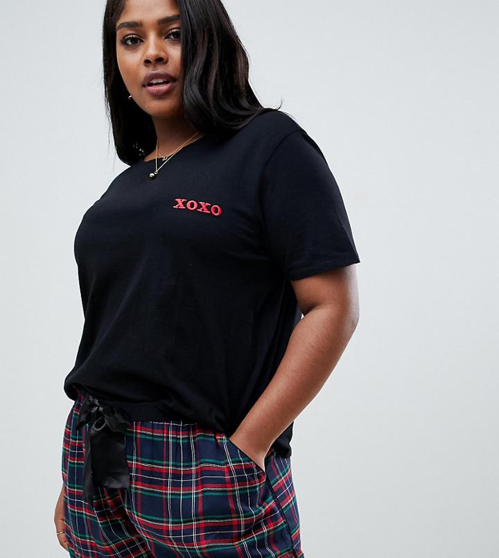 Asos Design Curve Mix & Match Check Short - Navy