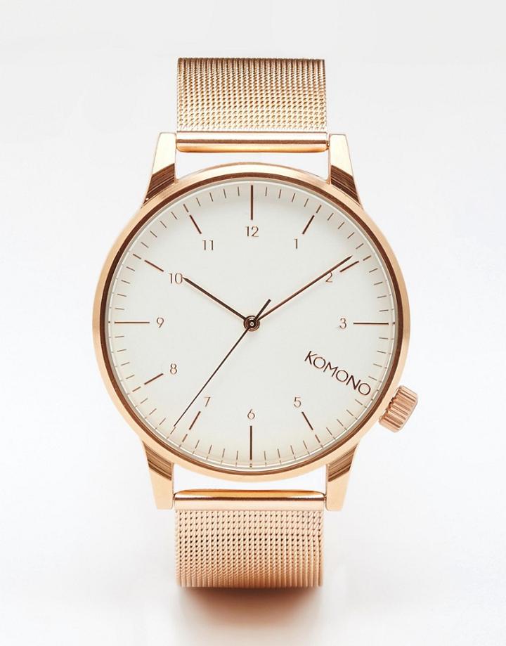 Komono Winston Royale Metal Watch In Rose Gold - Gold