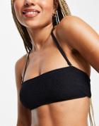 New Look Textured Bandeau Bikini Top In Black