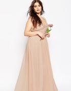 Asos Curve Wedding Maxi Dress With Ruched Panel - Pink