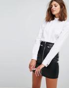 Stradivarius Blouse With Back Zipper Feature - White
