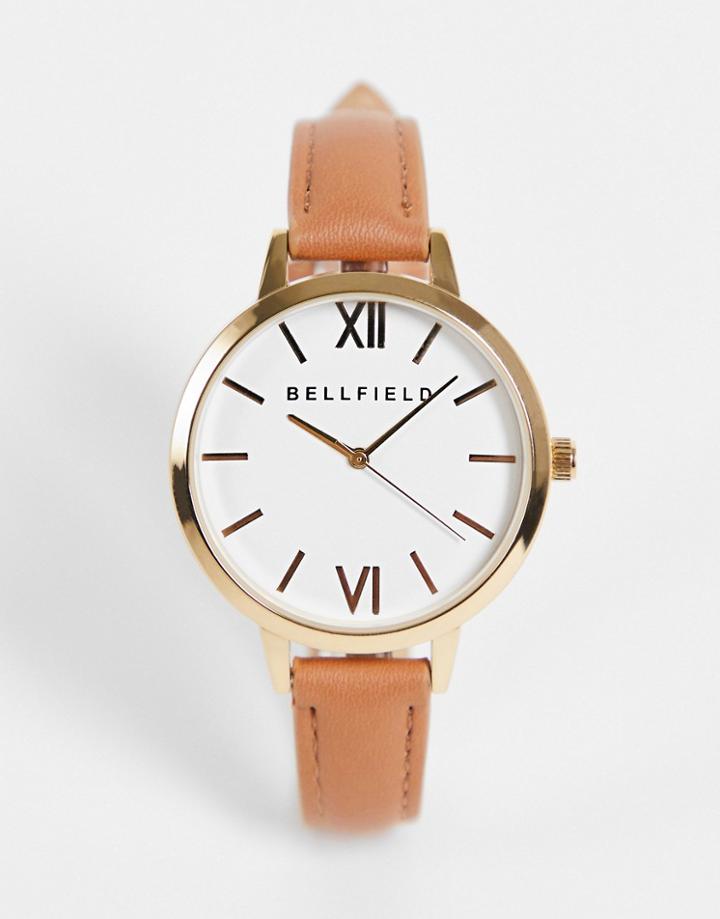 Bellfield Classic Watch In Tan-gold