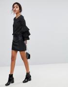 Oasis Faux Leather A Line Mini Skirt - Black