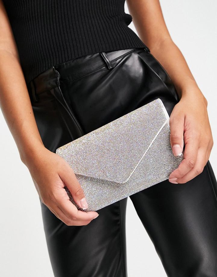 Aldo Geaven Chainmail Clutch Bag In Iridescent Silver