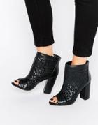 Missguided Quilted Peep Toe Ankle Boot - Black