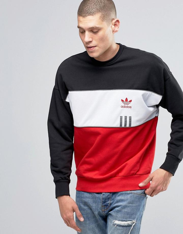 Adidas Originals Id96 Crew Sweatshirt In Black Ay9252 - Black