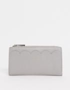 Paul Costelloe Leather Scallop Wallet In Gray-white