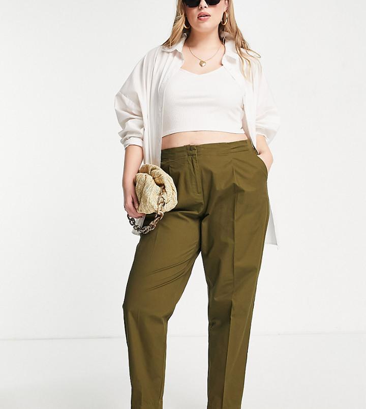 Vero Moda Curve Chino Pants In Khaki-green