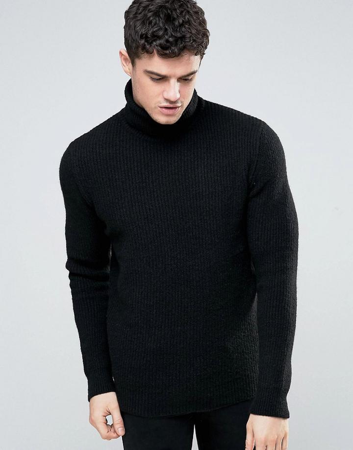 Jack & Jones Turtleneck Knit Sweater - Black