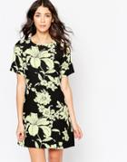 Motel Petal Dress In Paradise Print - Paradise Black