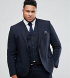 Harry Brown Plus Plain Stretch Slim Suit Jacket - Navy