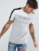 Asos Muscle T-shirt With Color Block And Los Angeles Print - Gray