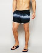 Asos Short Length Runner Swim Shorts With Smoke Print - Black