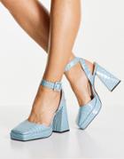Topshop Fara Two Part Platform Shoes In Blue-blues