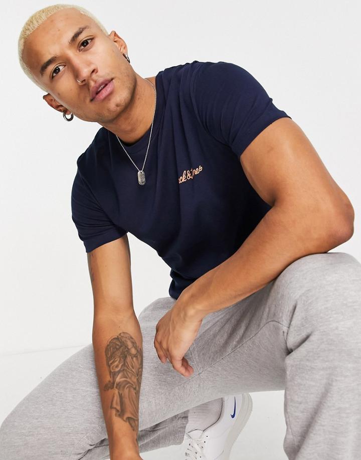 Jack & Jones Originals T-shirt With Script Logo In Navy
